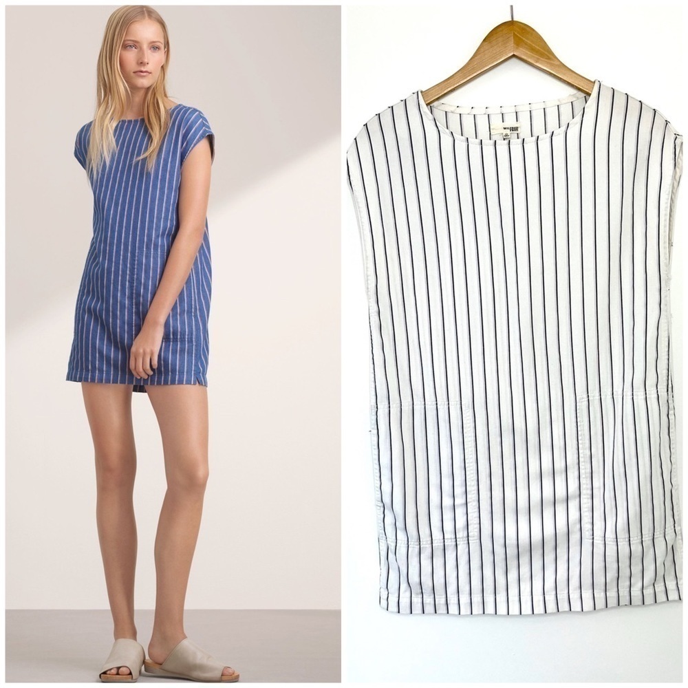 Aritzia Wilfred Nori Striped Boxy Mini Shift Dress